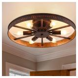 Farmhouse Round Semi Flush Light   6-Light
