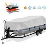$135 Solim 1200D Pontoon Boat Cover, Gray, 22-24ft