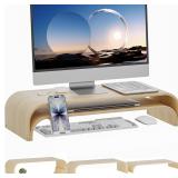 Solid Wood Dual Monitor Stand, 2-Tier Desk Org