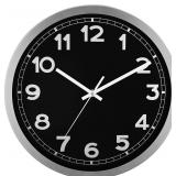 Plumeet 16' Silent Battery Wall Clock (Black)
