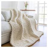 Chunky Knit Blanket - 50x60, Cream