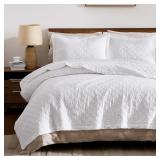 WDCOZY 100% Cotton Twin Quilt Set - White, 2pc