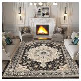 (BLUE)Washable Living Room Rug 8x10 Oriental,