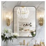 MZON 16x20 Matte Black Bathroom Mirror