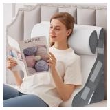 Bed Wedge Pillow Set, 23  Triangle, White/Gray