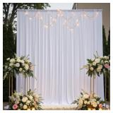 $200 White Backdrop Curtains, 60x14ft, 12 Panels