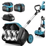 $270 Cordless Snow Shovel with Wheels, 9Ah Battery