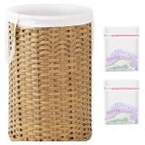 34.3 Gal Round Wicker Hamper with Bags