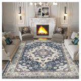 Washable Living Room Rug - 8x10 Blue