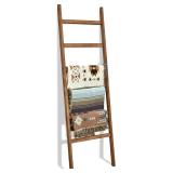 FUIN 6.4ft Extra Wide Wooden Blanket Ladder