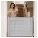 Retractable Baby Gate for Stairs 55' Gray