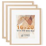 16x20 Solid Wood Frames Set of 3, Natural Oak