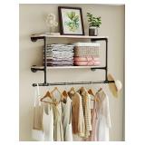 MAIKAILUN Pipe Clothes Rack with Wood Shelf
