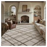 HUGEAR 6x9 Shag Rug, Brown/Neutral, Non-Slip