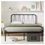 Novilla Queen Bed Frame w Headboard 14' Black