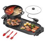Electric Grill & Hot Pot Combo, 29x11 Inch