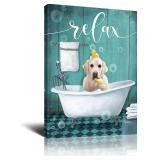 Kuphsod Dog in Bathtub Wall Art Canvas 16x24