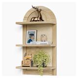 Natural Wood 3-Tier Floating Shelves