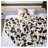 Cow Print Faux Fur Twin Blanket 60x80