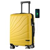 VANKEAN Carry-On Luggage, Spinner, 20' Yellow