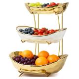 Gold 3-Tier Fruit Bowl with Stand