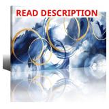 AJAZIKO Blue Abstract Wall Art 20x40 Navy Gold