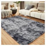 Floralux Large Shag Area Rugs 6x9, Dark Grey