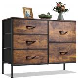 WLIVE Dresser with 5 Drawers, Rustic Brown