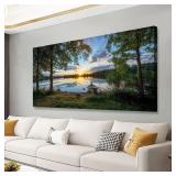 $160 Sunrise Over Forest Lake Wall Art