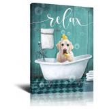 Kuphsod Dog in Bathtub Wall Art Canvas 16x24