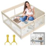 Fodoss Baby Playpen with Mat, 47x47 beige