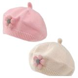 Bidadary 4pcs Baby Girl Beret Hat Winter Knit Bere