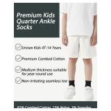Size: 4-14 - Kids Quarter Ankle Socks, 6 Pack