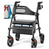 HOMLAND Foldable Rollator with Seat, 8' Wheels