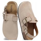 7.5-8 Women s Suede Clogs with Back Strap