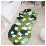 Moss Flower Bath Mat 2ftx4ft Green Non-Slip