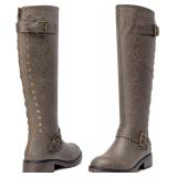 (6) Women's Knee-High Boot Flat Heel, Taupe