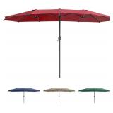 $110 15ft Outdoor Patio Umbrella, Red