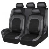 CAR PASS Leather Seat Covers, 5mm (Black/Gray)