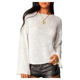 Size: Medium - Navneet Women Boat Neck Sheer Knit