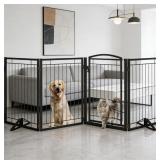Metal Free Standing Dog Gate, 32' Tall, Black