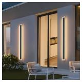 $170 2 Pack 47.2In Outdoor LED Wall Light, Black