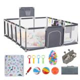 $130 Baby Playpen 79'x71' with Mat (Gray)