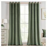 ANRODUO Sage Green Velvet Curtains, 84' (2)