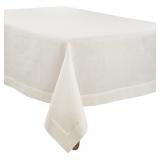 SARO LIFESTYLE Hemstitched Tablecloth, Ivory
