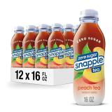 Snapple Zero Sugar Peach Tea, 16 fl oz Bottle