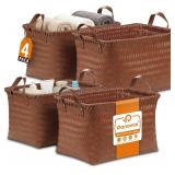 Brown Hand Woven Storage Baskets, 4Pcs