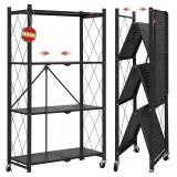 DEANIC 4-Tier Foldable Storage Shelves, Black