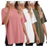 (S)Huukeay 3 Pack Women's Oversized Gym T-Shirts