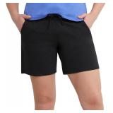 (Large)Hanes Women's Jersey Pocket Shorts, 7' Inse